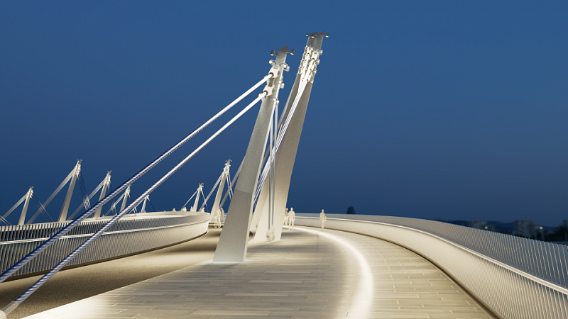 Мост в Нагатинском затоне в Москве спроектировали в виде полумесяца