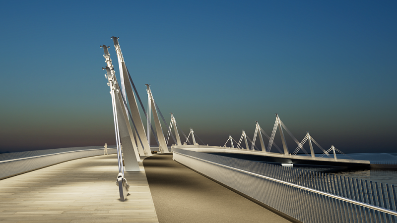 Мост в Нагатинском затоне в Москве спроектировали в виде полумесяца