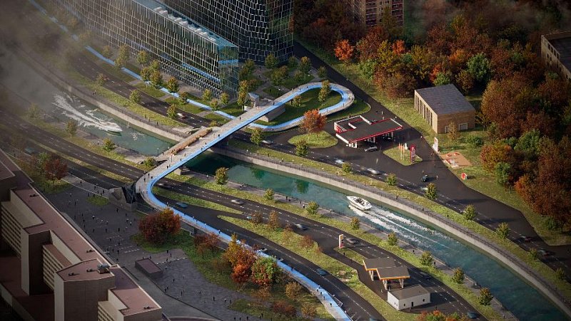 В центре Москвы появится вело-пешеходный мост с амфитеатром