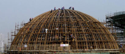 410 Bamboo Structure of the Dome under construction.jpg